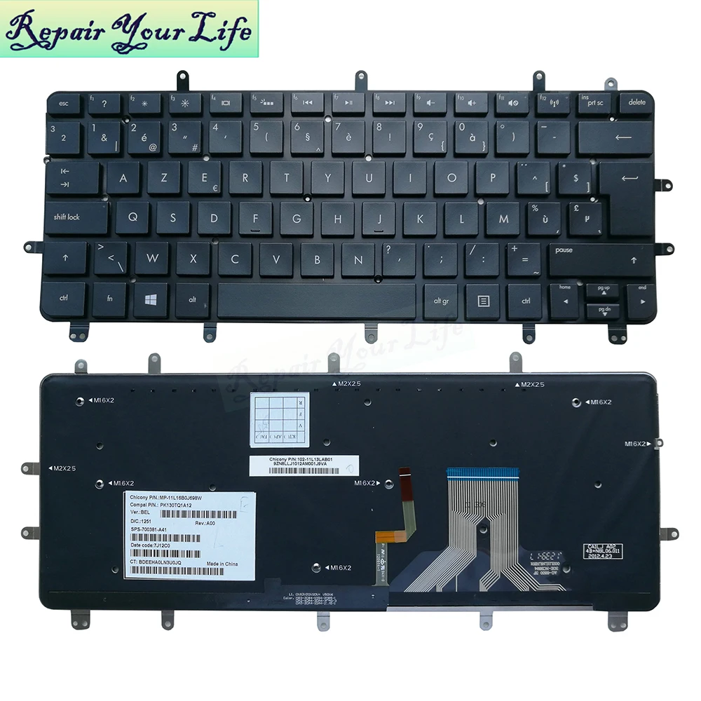 Teclado retroiluminado francés italiano belga para HP SPECTRE XT PRO 13-B000 XT 13-2000 2200 2300 Ultrabook Italia Bélgica AZERTY - imagen 2
