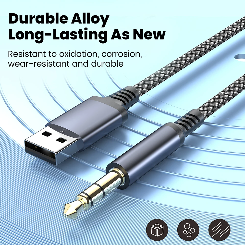 Cable de Audio USB a 3,5 MM, conector auxiliar de 3,5mm, adaptador de auriculares para altavoz de coche para Samsung, Xiaomi, Huawei, PC, portátil, TV/consola de juegos - imagen 5