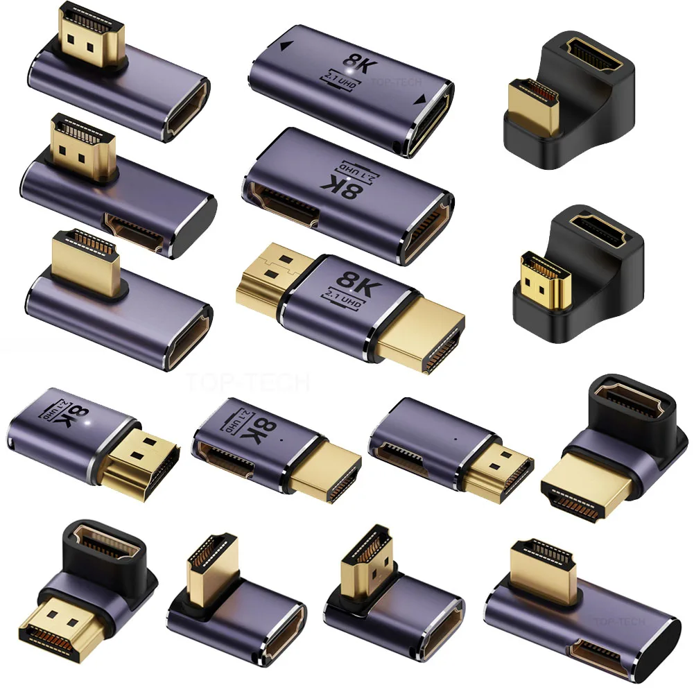 Adaptador compatible con HDMI, convertidor macho a hembra UHD2.1, 8K, 60Hz, 4K, 120Hz, 48Gbps, con luz indicadora, misma pantalla/expansión