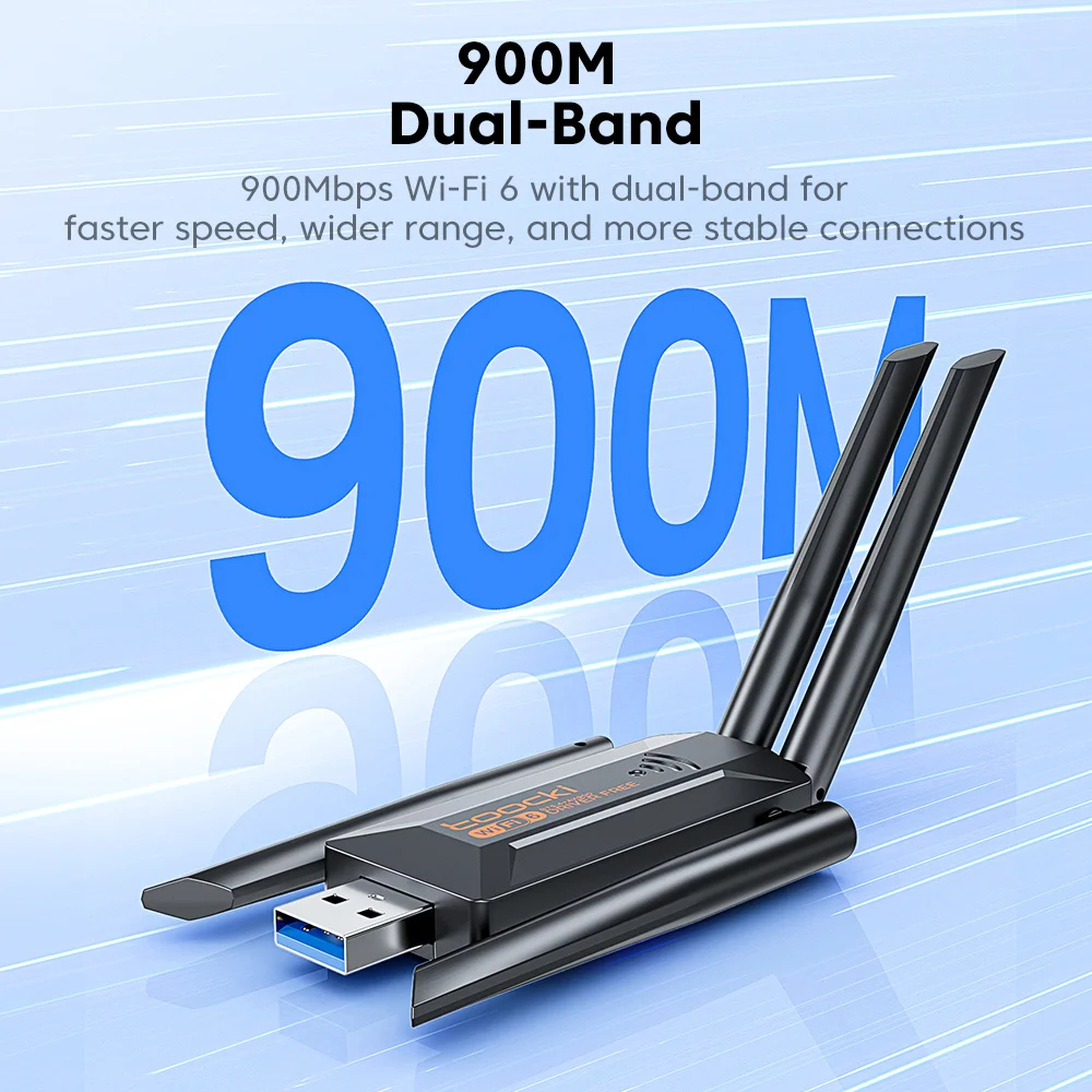 Toocki-Adaptador USB WiFi, Bluetooth 5,4, banda Dual 2,4G + 5Ghz, WiFi 6, Dongle, 4 antenas, receptor de tarjeta inalámbrico para PC de escritorio y Windows - imagen 2