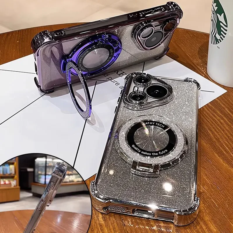 Funda Honor90 5G de lujo con soporte magnético a prueba de golpes para Huawei Honor 90 70 50 80 100 200 pro funda con soporte brillo brillante - imagen 5