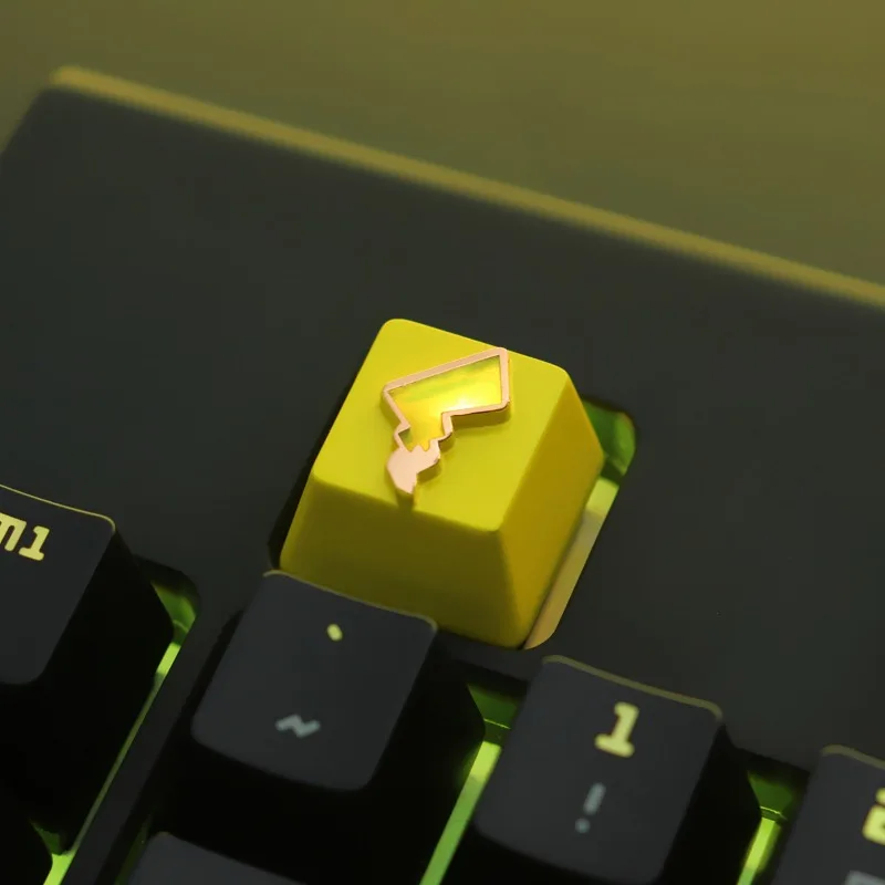 Pikachu Lconic Tail Keycaps decoración de teclado teclas de astigmatismo personalizadas consola de juegos totalmente de Metal tapas de teclado de descompresión