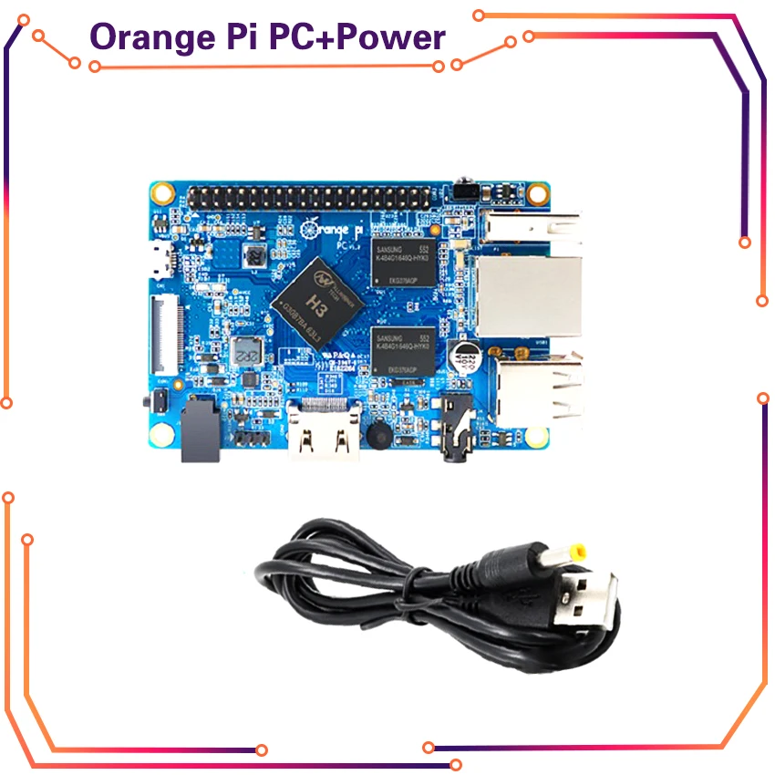 Orange Pi PC + Cable de alimentación, compatible con Android, Ubuntu, Linux Mini placa única OPI12