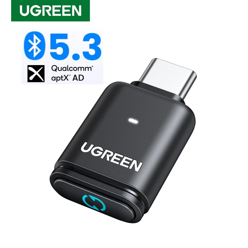 UGREEN-Adaptador de Audio aptX HD para PC Nintendo Switch, transmisor con Bluetooth 5,3, USB tipo C, micrófono y altavoz