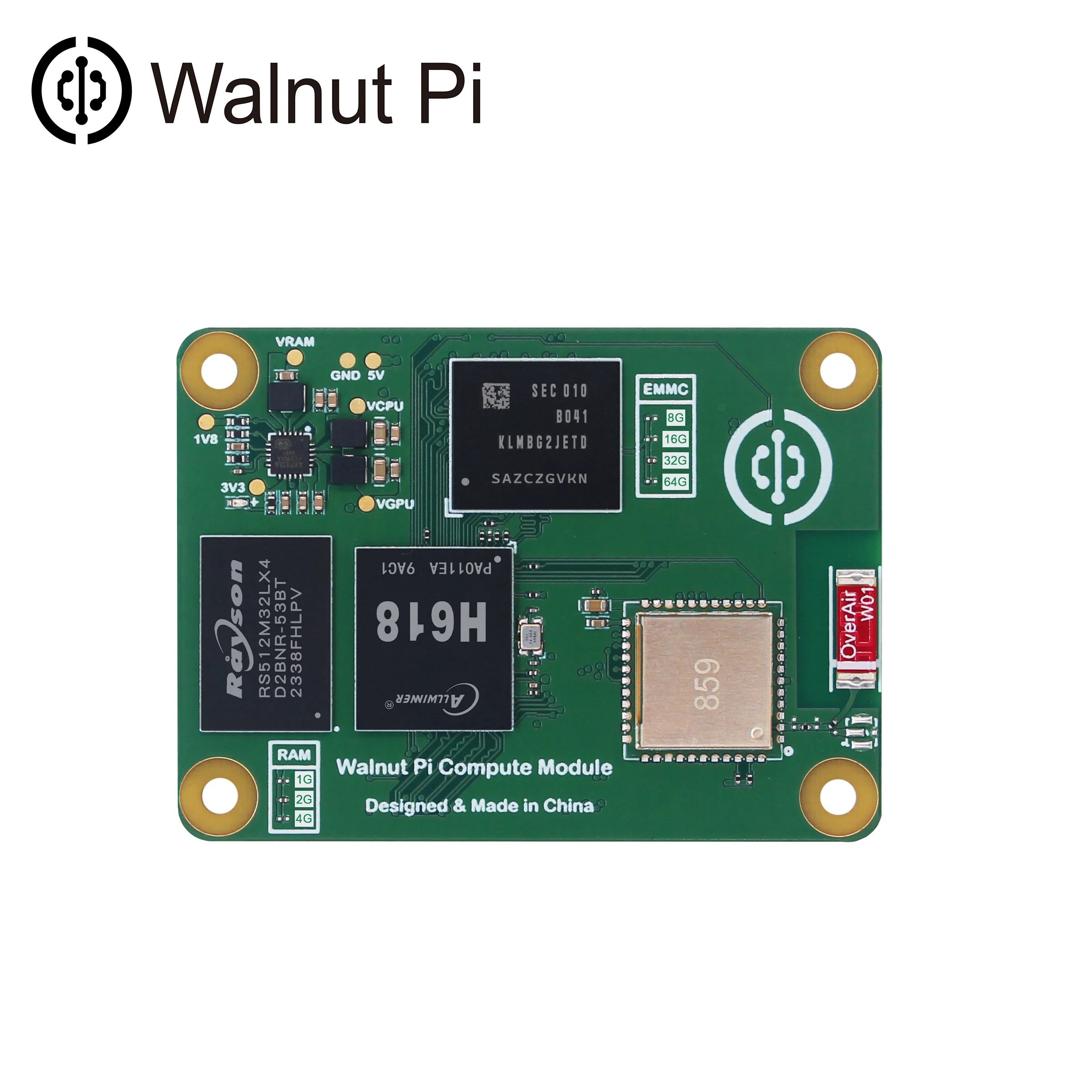 Módulo informático Walnut Pi CM1, placa de desarrollo de Mini PC con Bluetooth, WiFi, Allwinner H618, computadora SBC, Raspberry Pi CM4, 1/2/4GB - imagen 4