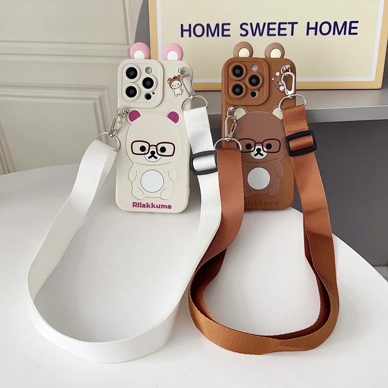 Para Xiaomi Redmi 8 9 9T A1 A3 Note 7 8 9 10 Pro funda de oso con soporte de cuerda - imagen 2