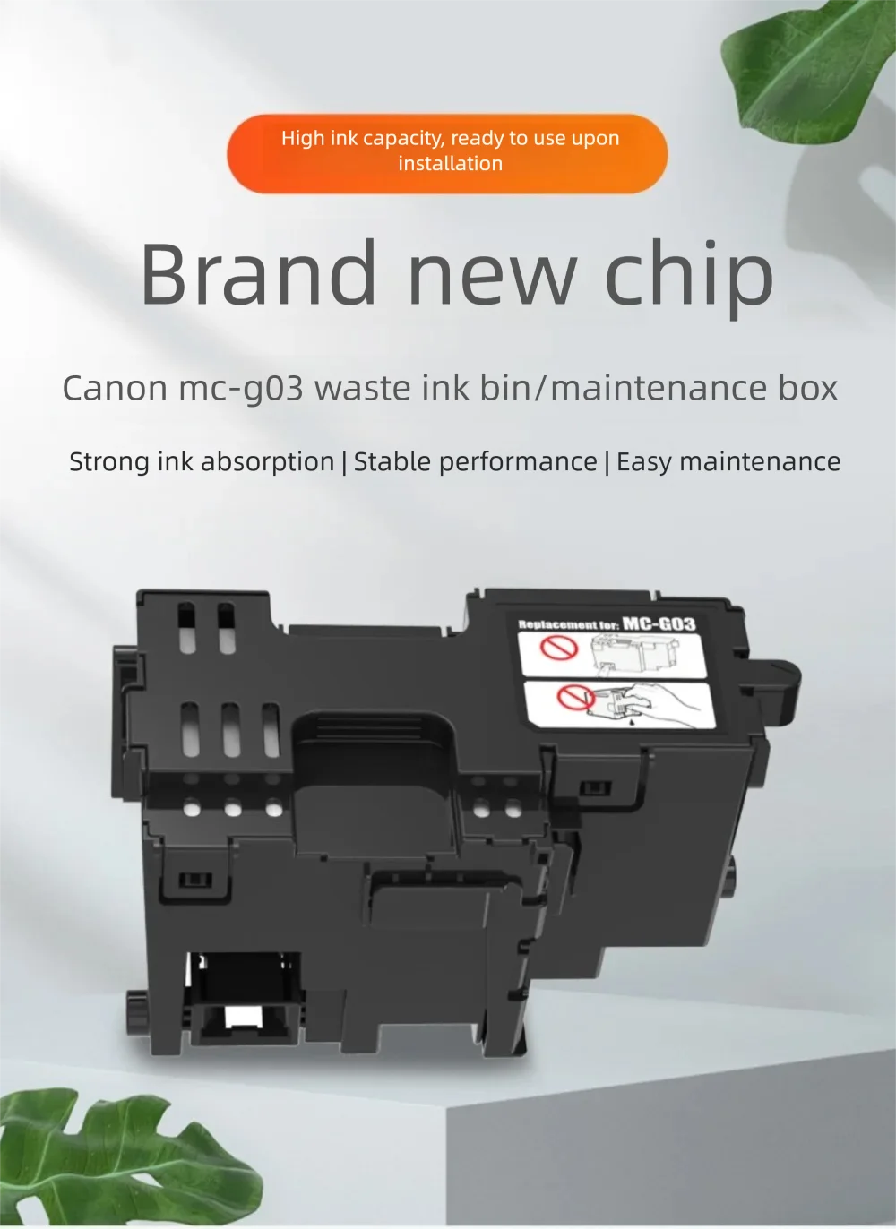 Cartucho de mantenimiento MC-G03 G03 para impresora Canon GX3050 GX3060 GX3070 GX3080 GX3090 GX3091 GX3092 GX3010 GX3020 GX3040 - imagen 2