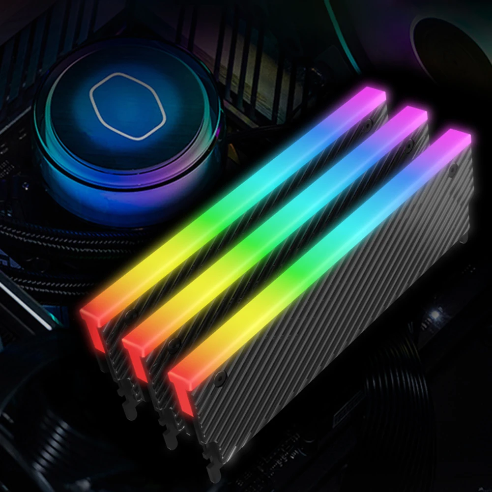 Disipador de calor con almohadilla de silicona térmica para PC de escritorio, radiador ARGB Aura Sync, chaleco de refrigeración de memoria de PC, 5V, 3 pines RAM - imagen 2