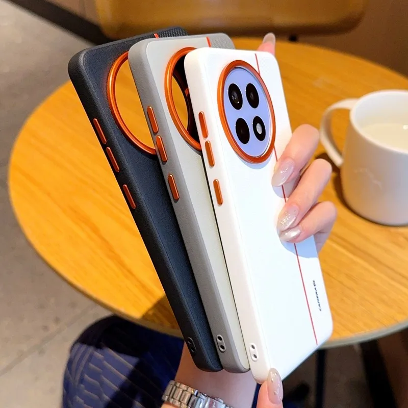 Para OnePlus ACE 5, 5 Pro, 13R funda ELVEV empalme PU cuero duro PC cámara protección teléfono cubierta - imagen 3