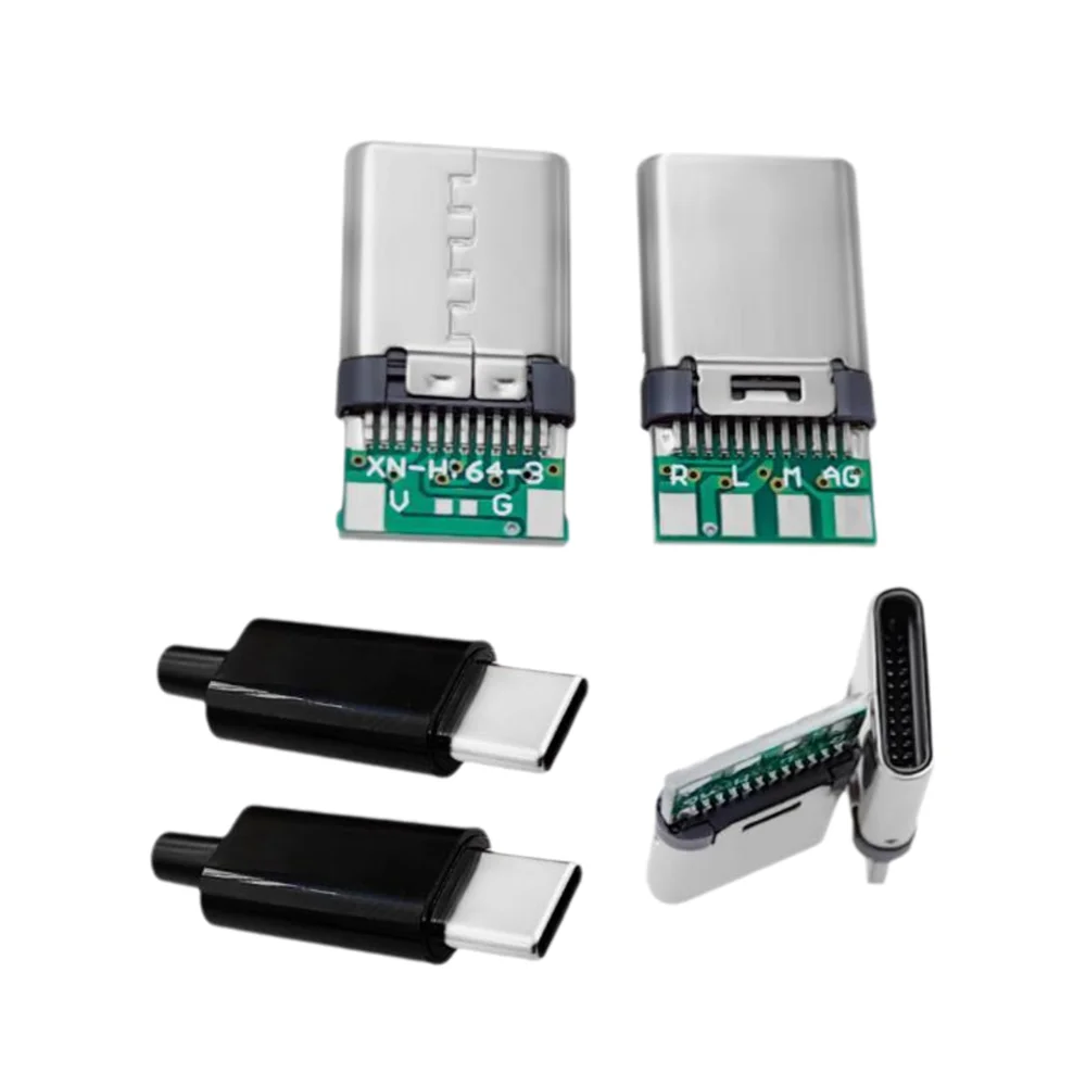 Adaptador de conector de soldadura de enchufe macho de 24 pines USB 3,1 tipo C con carcasa, enchufes de carga tipo C, reparación de accesorios de Cable de datos, 2/5 Uds. - imagen 4