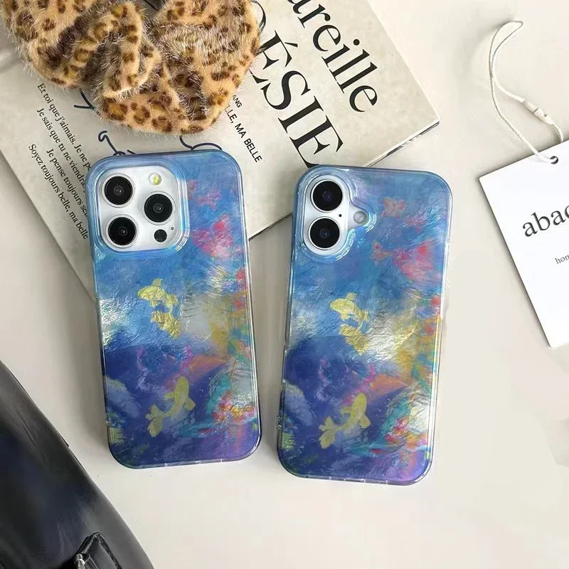 Funda de teléfono con mariposa y pez dorado degradado para IPhone 16 15 14 13 12 11 X XR Xs SE2 SE 8 7 Plus Pro Max Mini, funda trasera a prueba de golpes - imagen 5