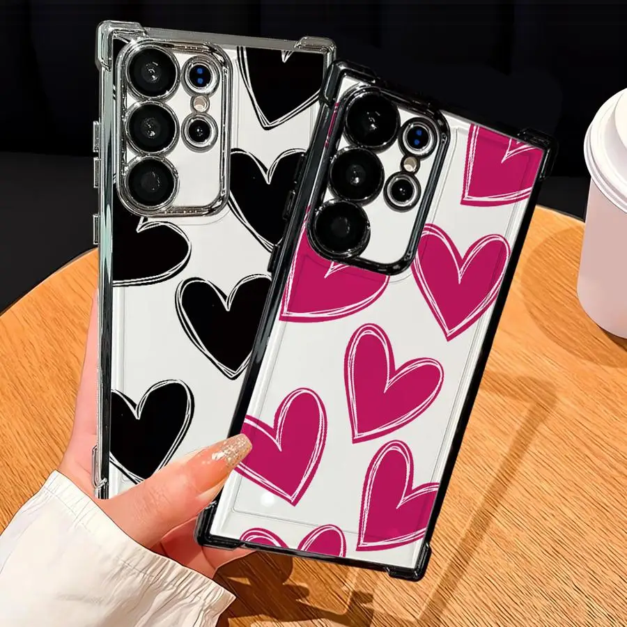 Funda de teléfono con funda suave y corazón de amor creativo para Samsung Galaxy S23 S24 S20 FE S25 Edge S21 Plus S22 Ultra