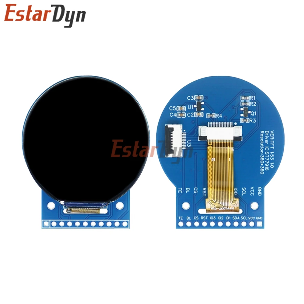EstarDyn pantalla LCD TFT redonda de 1,53 pulgadas 360x360 ST77916 interfaz QSPI pantalla a Color para reloj inteligente DIY - imagen 4