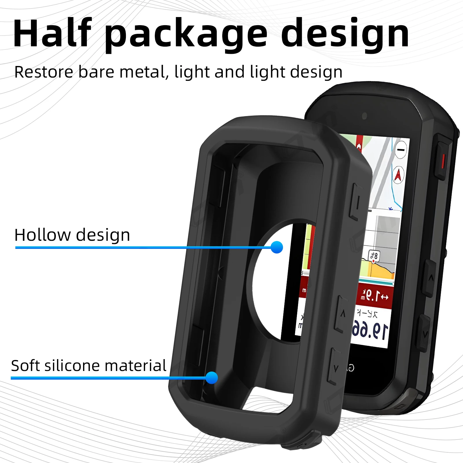 Funda + Vidrio para Garmin Edge 550 850, Protector de Pantalla Película de Vidrio Templado y Funda de Silicona, Accesorios para Cronómetro de Bicicleta GPS - imagen 5