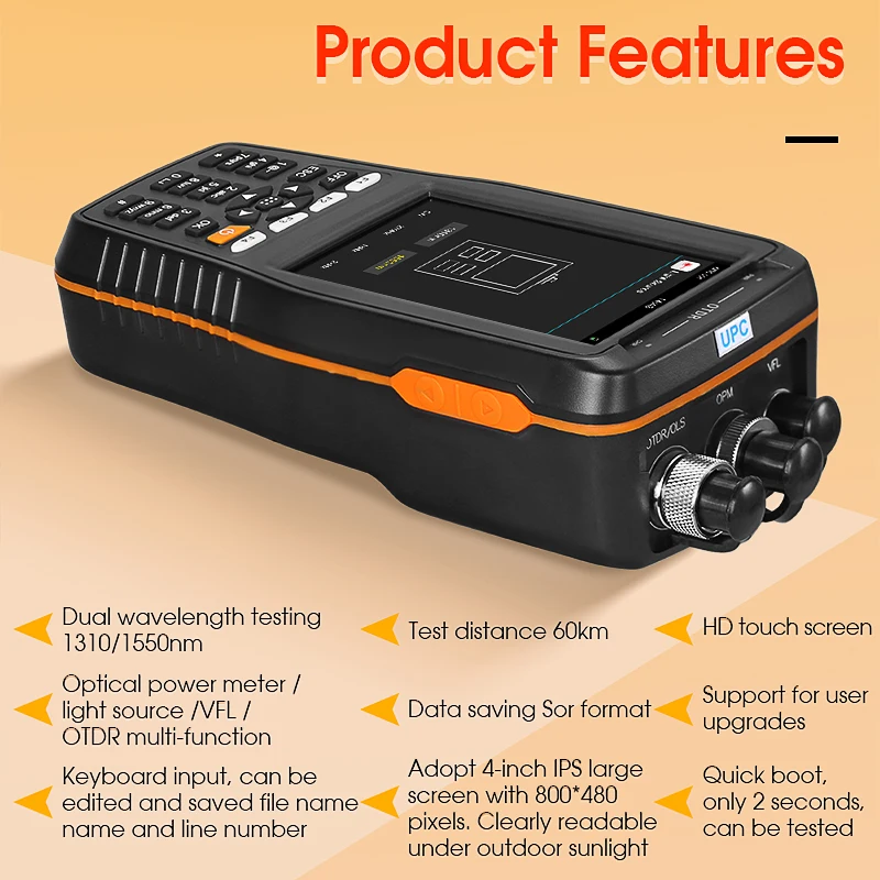 AUA280U/A Smart OTDR 1310nm 1550nm con pantalla táctil multifuncional VFL/OPM/OLS, reflectómetro de dominio de tiempo óptico, probador de fibra - imagen 5