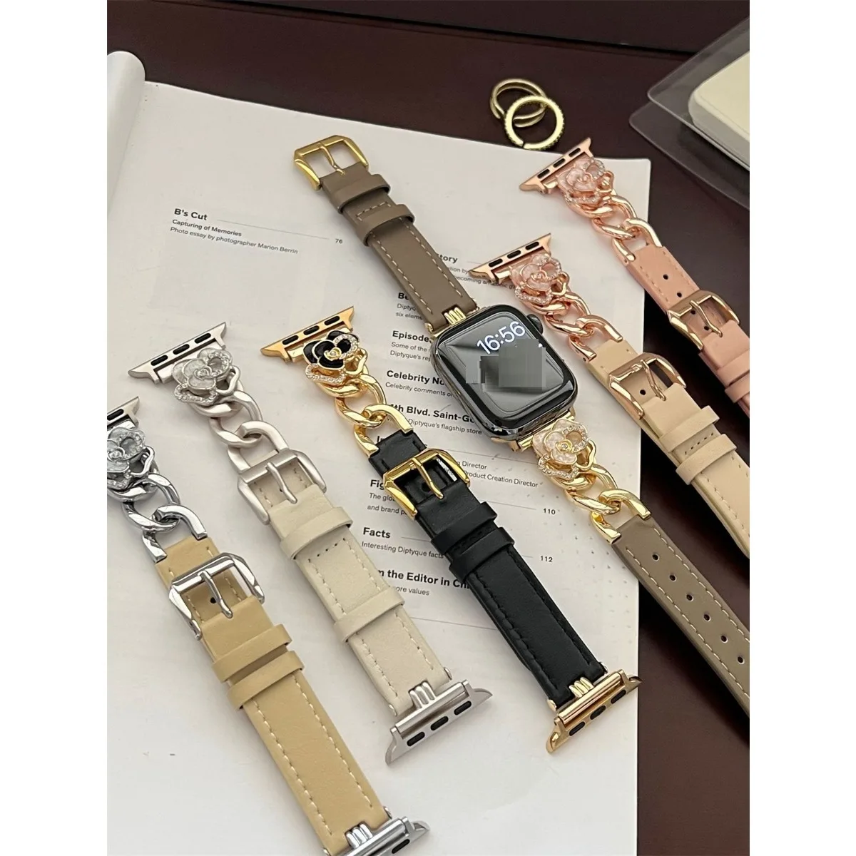 Correa de reloj para Apple Watch 42/44/45/46/49mm 40/41mm correa de reloj de moda de cuero PU para reloj serie Ultra2 11/10/9/8/7/6 - imagen 2