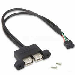 Cable USB 2.0 Dual Hembra a Hembra de 9 Pines con Fijación
