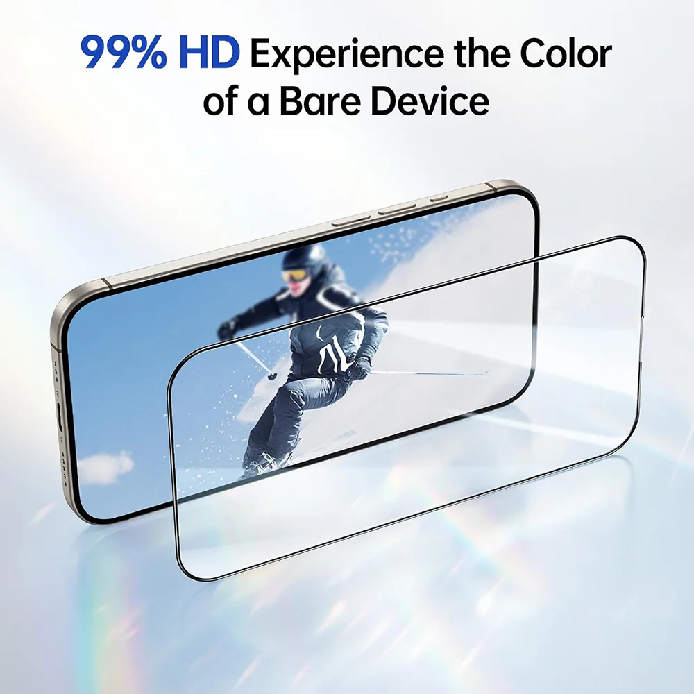 Protector de pantalla de vidrio HD para iPhone 17, 16, 15, 14, 13, 12, 11 Pro Max Plus, protección de pantalla completa de vidrio templado para iPhone, 2 uds. - imagen 5