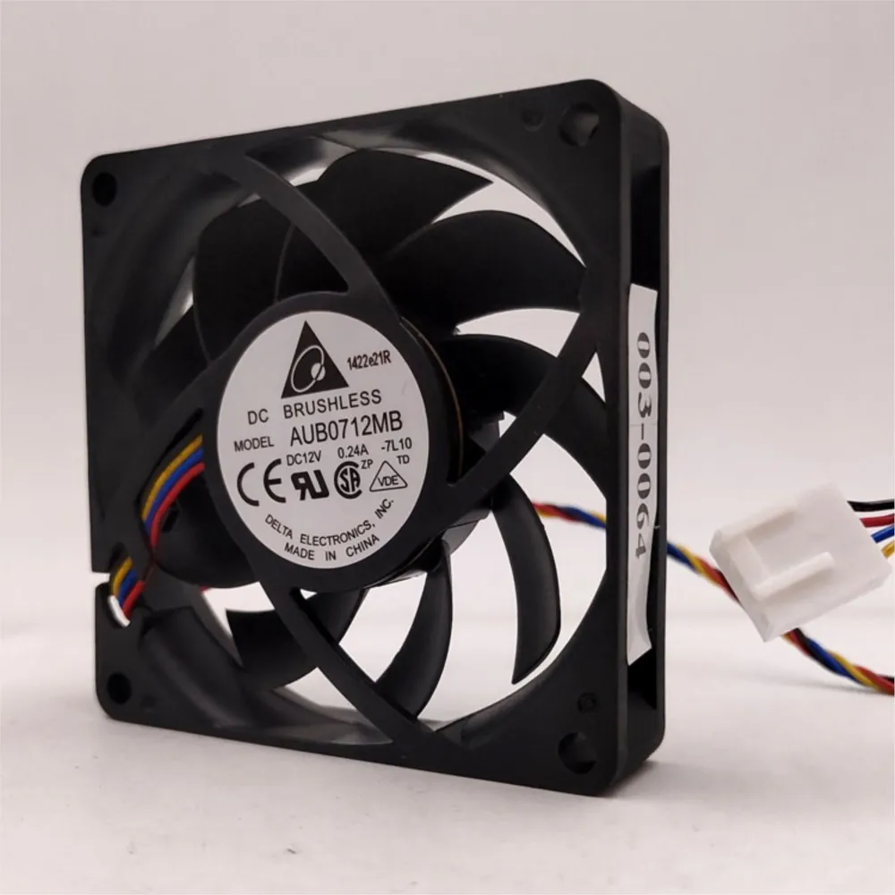 Ventilador de 7 cm para Delta AUB0712MB 12 V 4 cables PWM 70 mm Ventilador de refrigeración, 24,96 CFM para CPU, refrigeración de placa base y aplicaciones industriales - imagen 3