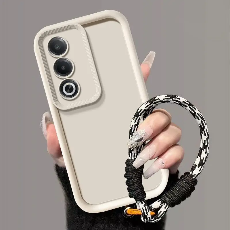 Para OPPO A3 Pro 5G funda OPPO K12X 5G A80 5G funda de teléfono cordón tejido cubierta trasera mate sensación de piel protección funda a prueba de golpes - imagen 2