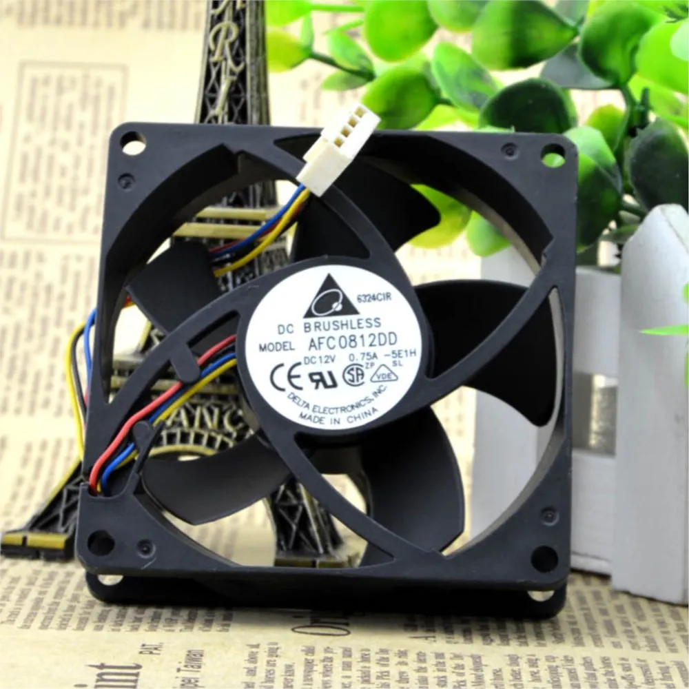 AFC0812DD Ventilador de refrigeración CC de 80 mm para Delta 8020 8 cm 12 v 0.75A Disipador de calor PWM de doble bola Enfriador de CPU - imagen 5