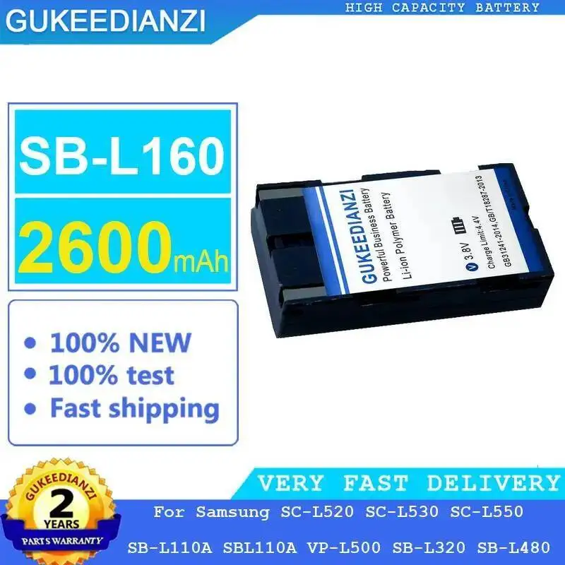 Batería de cámara de 2600Mah SB-L160 de alta capacidad para Samsung SC-L520 SC-L530 SC-L550 SB-L110A SBL110A VP-L500 SB-L320 SB-L480