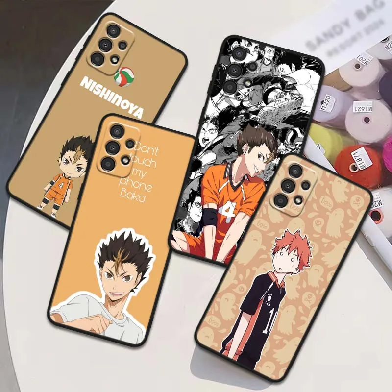 Nishinoya Yuu Anime para Samsung Galaxy A54 A55 A56 A70 A71 A72 A73 J4 J6 M02 M11 M12 5G funda negra para teléfono