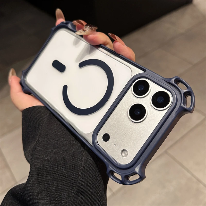 Funda transparente magnética con parachoques a prueba de golpes de cuatro esquinas para iPhone 17 16 14 15 13 12 Pro Max Plus 11 para cubierta de carga inalámbrica Magsafe - imagen 5