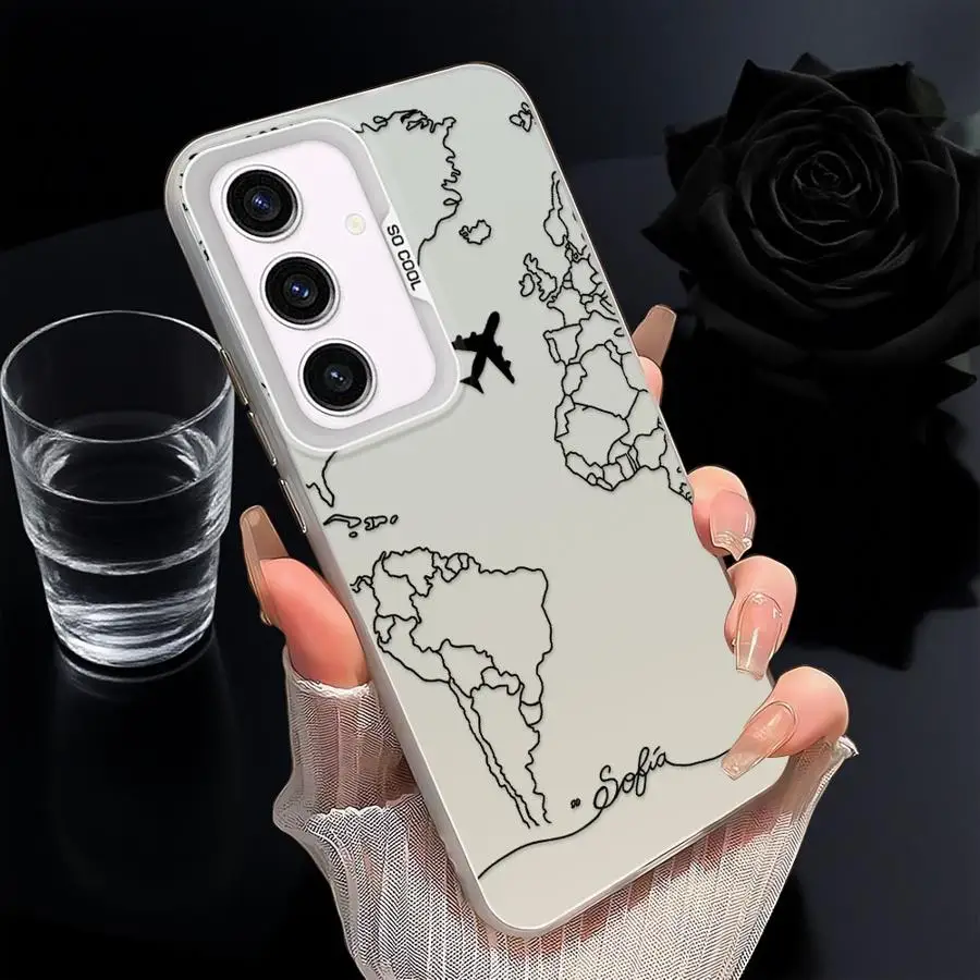Línea de avión mapa topográfico funda trasera de teléfono para Samsung Galaxy A53 A24 A26 A73 A33 A34 A23 A32 A36 A22 A52 A25 - imagen 5