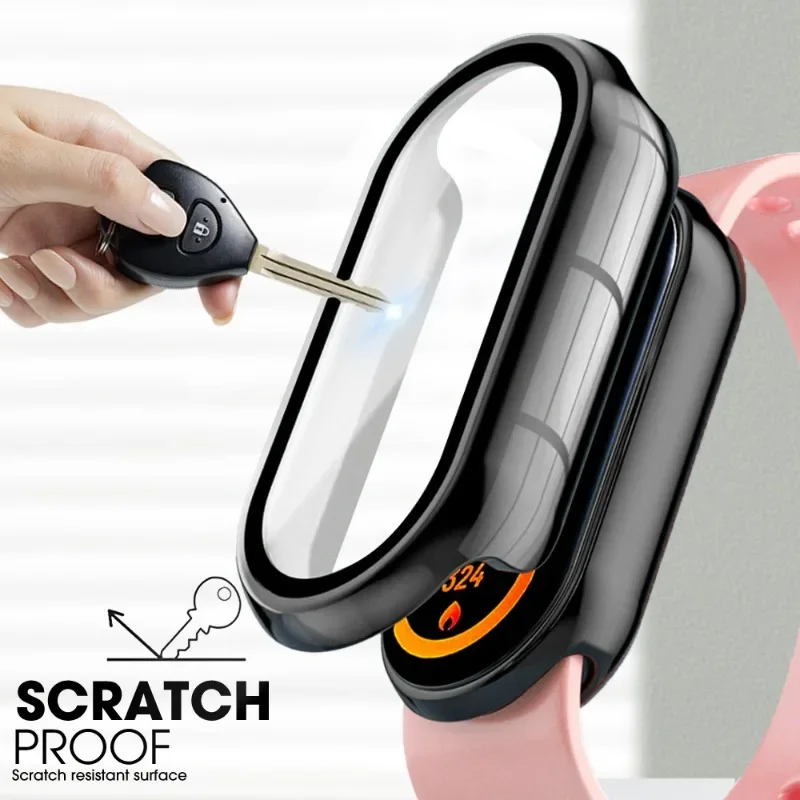 Funda + película de vidrio templado para Xiaomi Mi Band 9, cubierta protectora de cobertura completa para relojes inteligentes Mi Band9, Protector de pantalla - imagen 2