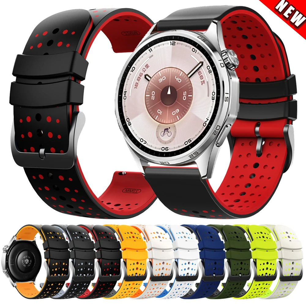 Correa de silicona de 22mm para Huawei Watch GT 6/5 Pro, bandas deportivas transpirables de 46mm para Huawei Watch 5/GT 6 5 4 3 46mm, pulsera de repuesto