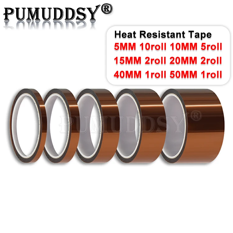 Cinta de poliimida de alta temperatura de 30 metros, 5-40mm, aislamiento resistente al calor, cinta adhesiva de película de poliimida de 5mm, 10mm, 15mm, 20mm y 40mm