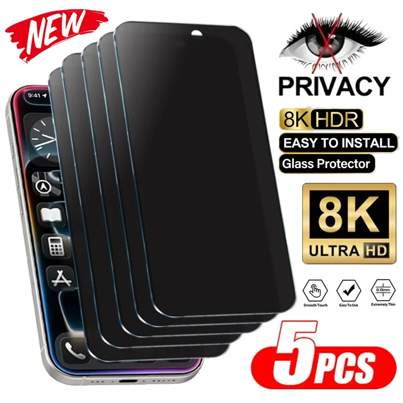 1-5PCS Protector de pantalla de privacidad para Samsung A56 5G A55 A54 A53 A07 A06 A05s A26 A73 A25 A24 A23 A22 A72 A71 vidrio templado