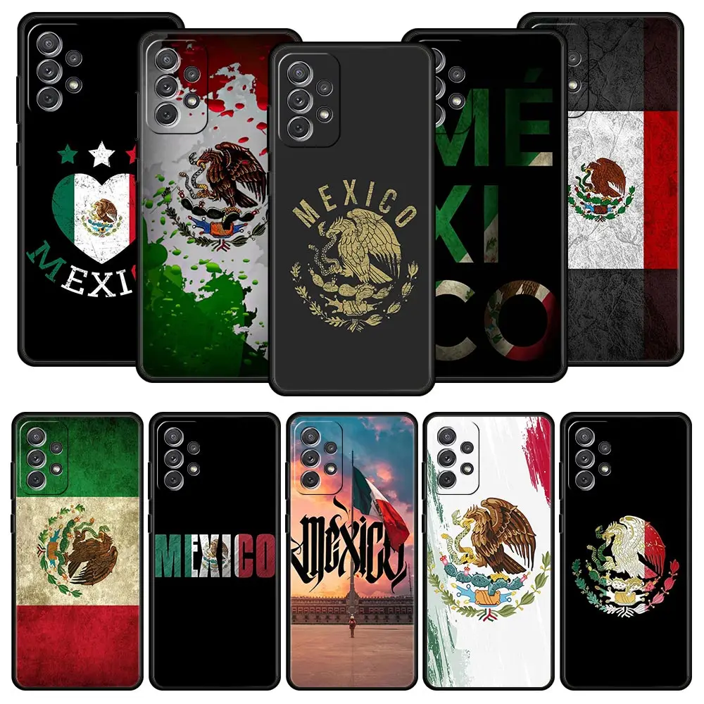 Funda de teléfono con bandera nacional de México para Samsung A51 A71 A21S A17 A11 A15 A25 A41 A23 A33 A53 A73 A07 A03S A05S A13 A35 A55 5G