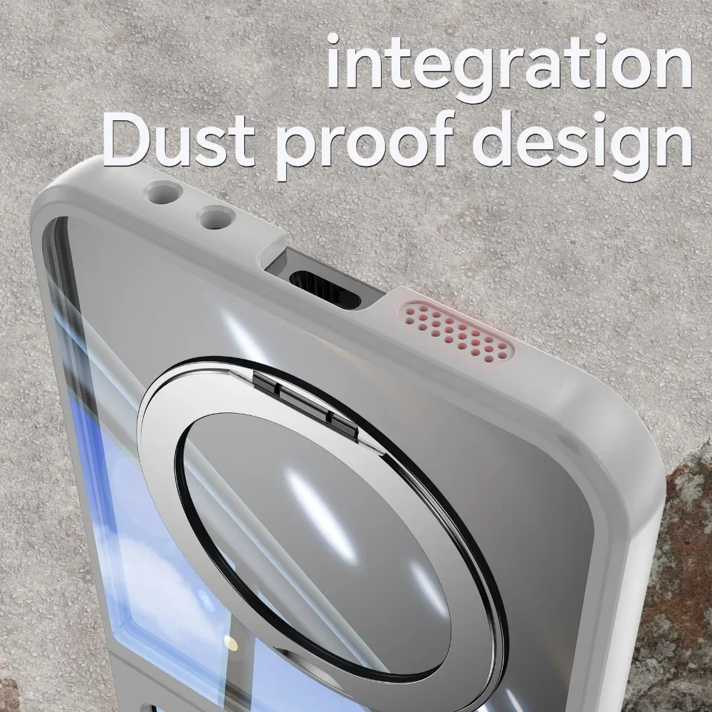 Funda de Metal con soporte magnético giratorio de 360 ° para Samsung Galaxy Z Flip 6 5, carcasa de TPU a prueba de golpes con carga inalámbrica - imagen 4