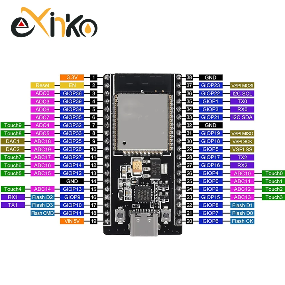 Placa de desarrollo ESP32 TYPE-C/MICRO USB CP2102 WiFi + Bluetooth Dual Core ESP32-DevKitC-32 ESP-WROOM-32 expansión - imagen 3