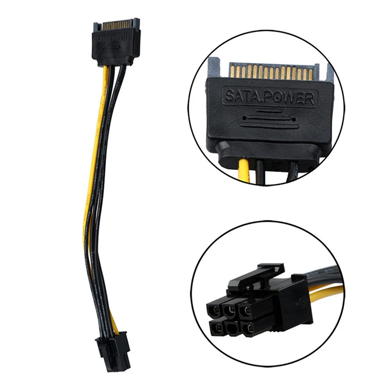 OULLX-Cable de fuente de alimentación SATA de 6 pines para BTC Miner PC PCIe PCI-E PCI, adaptador de Cable para máquina SATA, accesorios de Cable de ordenador - imagen 3