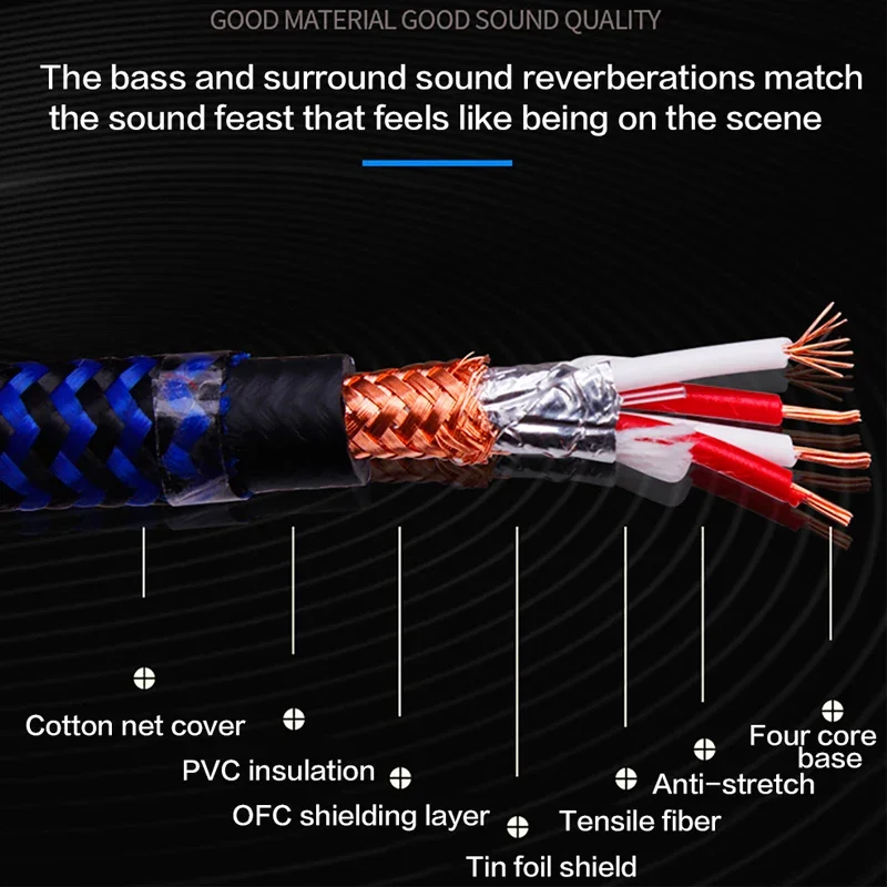 Cable de Audio HIFI Dual de 6,5mm a 6,5mm, 1/4 ", TS Jack 2, 6,5mm a OFC, para amplificador, mezclador, órgano electrónico, guitarra - imagen 2
