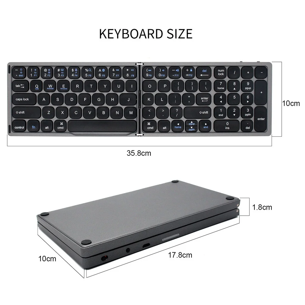 Jomaa Teclado Bluetooth inalámbrico plegable teclado plegable Bluetooth portátil liviano disponible para tableta portátil PC Ipad - imagen 4