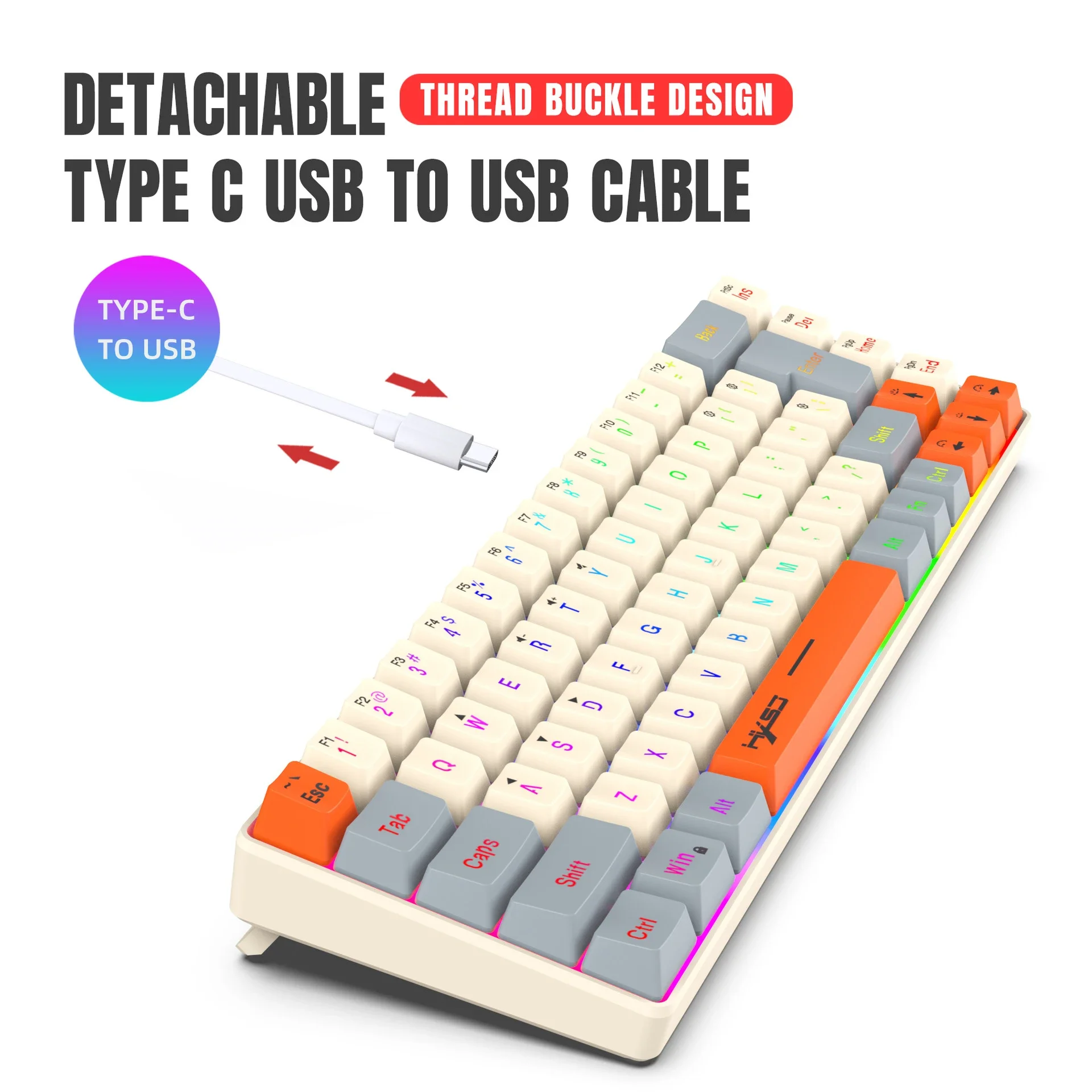 Teclado español para juegos, ordenador retroiluminado, Mini teclado con cable 60%, USB, ergonómico con retroiluminación, mini teclado para ordenador portátil