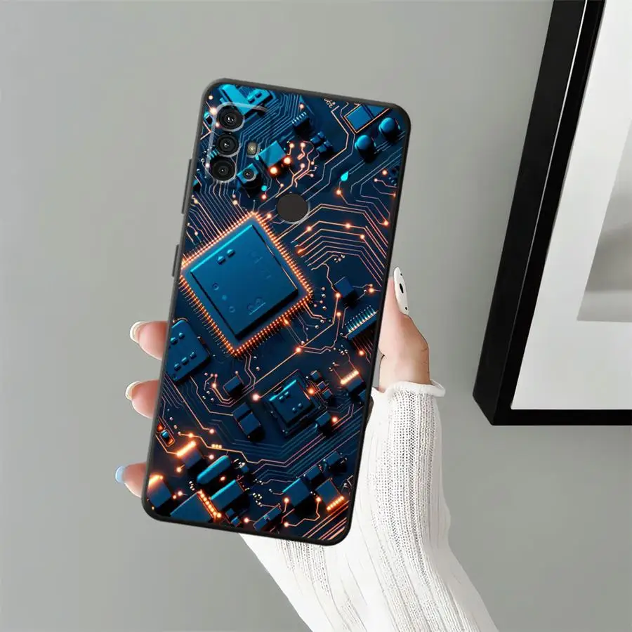 Funda de teléfono suave negra para Motorola Mot G32 G22 Edge40 G50 G71 G52 Edge 20 Pro 30 Lite G60s G51 G73 G53 G30 G60 G31 circuito - imagen 2