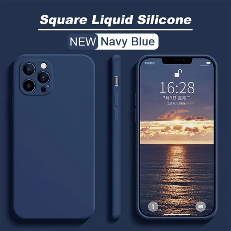 Funda de teléfono de silicona líquida cuadrada Original para iPhone 11 12 13 14 15 Pro Mini XS Max X XR 15 Plus funda protectora de lente Coque - imagen 3