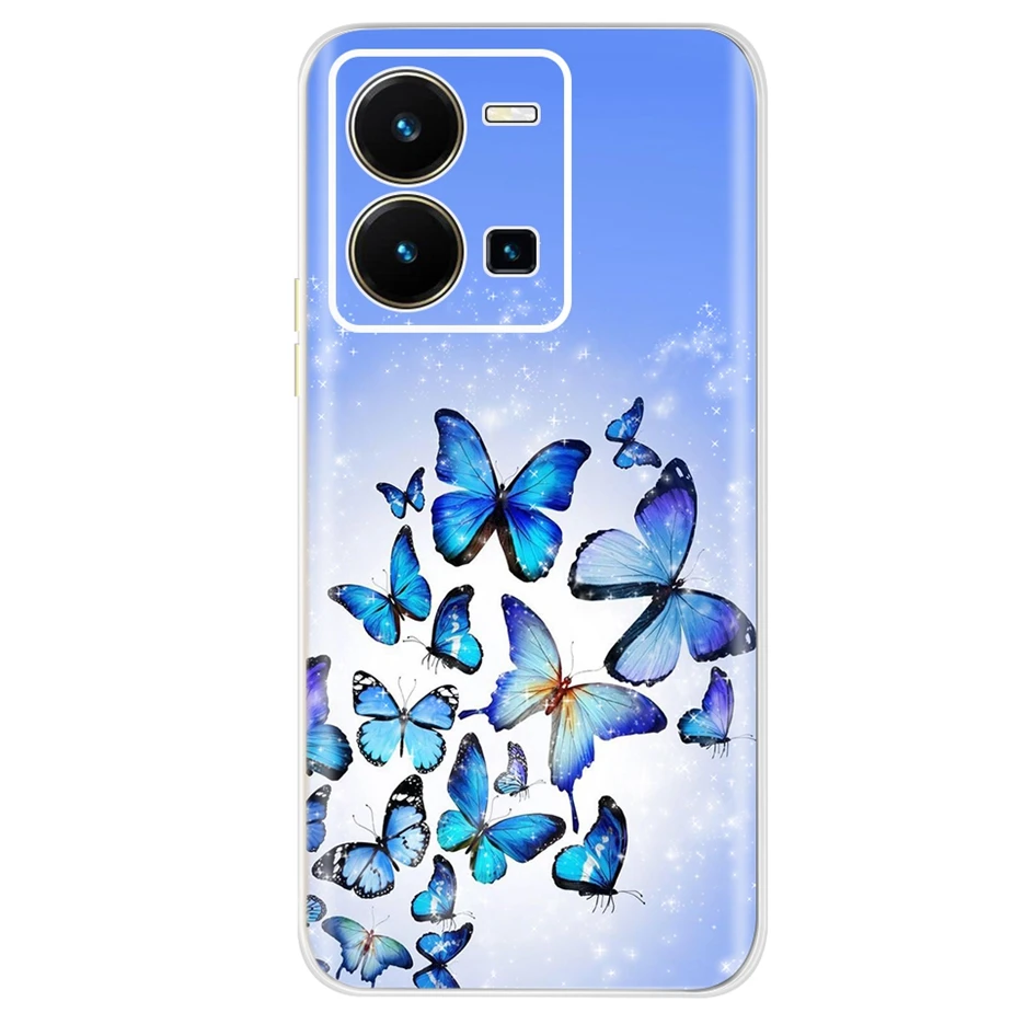 Funda de silicona suave para Vivo Y35, carcasa trasera de TPU de 2022 pulgadas, con bonito gato Y mariposa, 6,58 - imagen 2