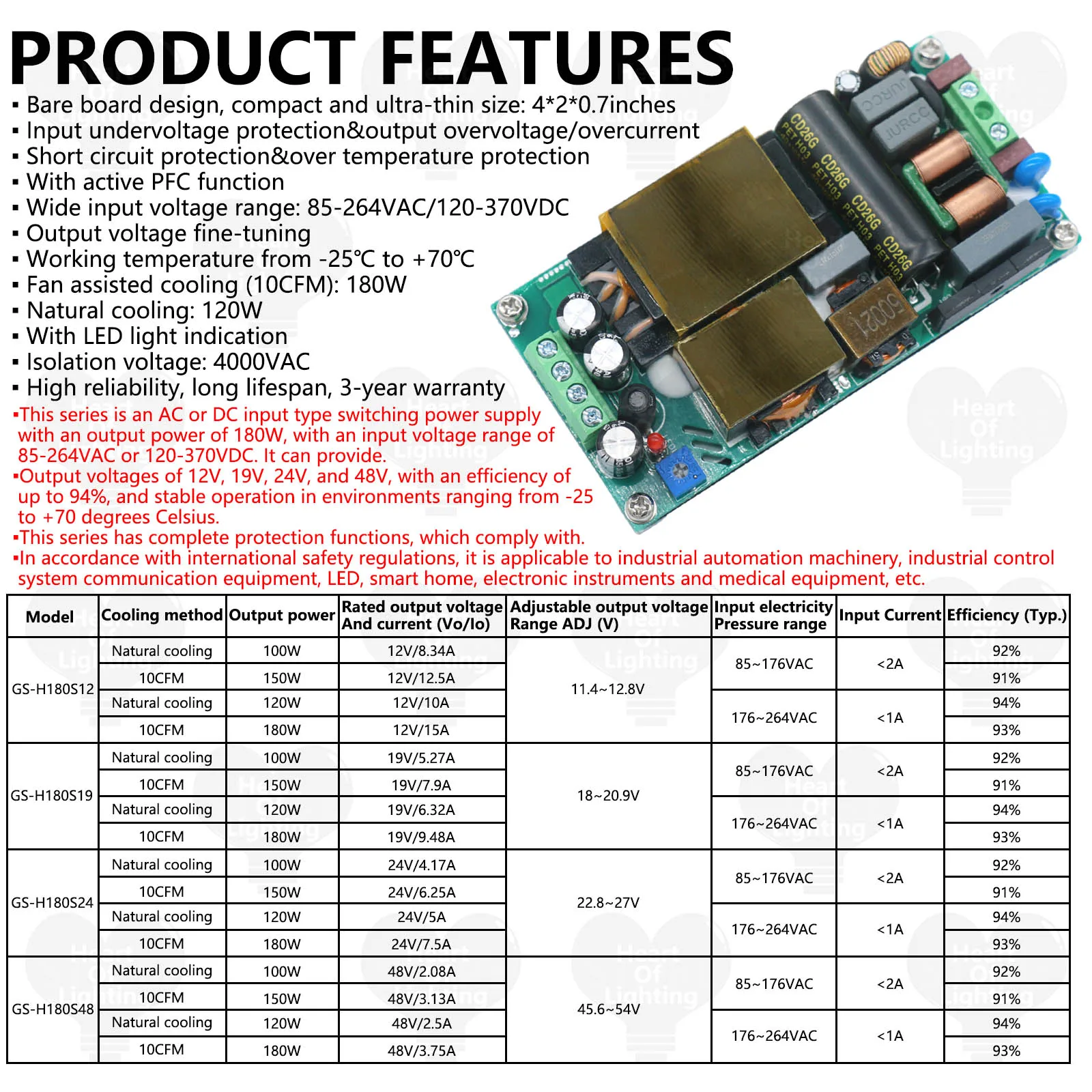 Módulo de fuente de alimentación ajustable de 100W, 120W, 150W, 180W, controlador LED DC 12V, 19V, 24V, 48V, convertidor reductor, fuente de alimentación conmutada - imagen 3