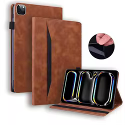 Para Funda iPad Pro 11 13 pulgadas 2024 iPadPro11 Funda de cuero PU suave TPU trasera Funda de negocios para iPad Pro M4 Funda 11 13 pulgadas