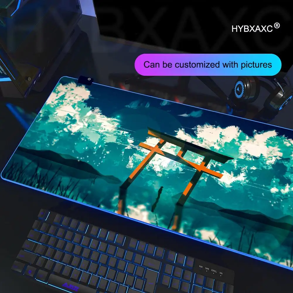 Alfombrilla de ratón Torii Gate RGB para juegos, alfombrilla de ratón con paisaje japonés, alfombrilla de escritorio HD para Gamer, alfombrillas de ratón XXL con luz LED grande, alfombra para ordenador y PC - imagen 5