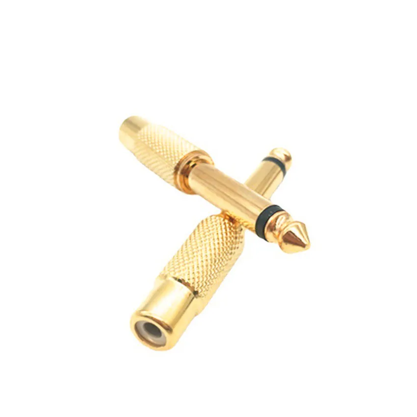 4 Uds RCA a 1/4 "adaptador de enchufe cuarto de pulgada TS 6,35 MM conector macho a RCA conectores hembra para guitarra con Cable auxiliar - imagen 2