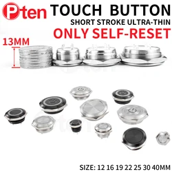 Mini interruptor de botón de Metal a prueba de agua, 12/16/19/22/25/30mm, luz Led momentánea, 5/12/24/220V, black1NC1NO, 1 unidad