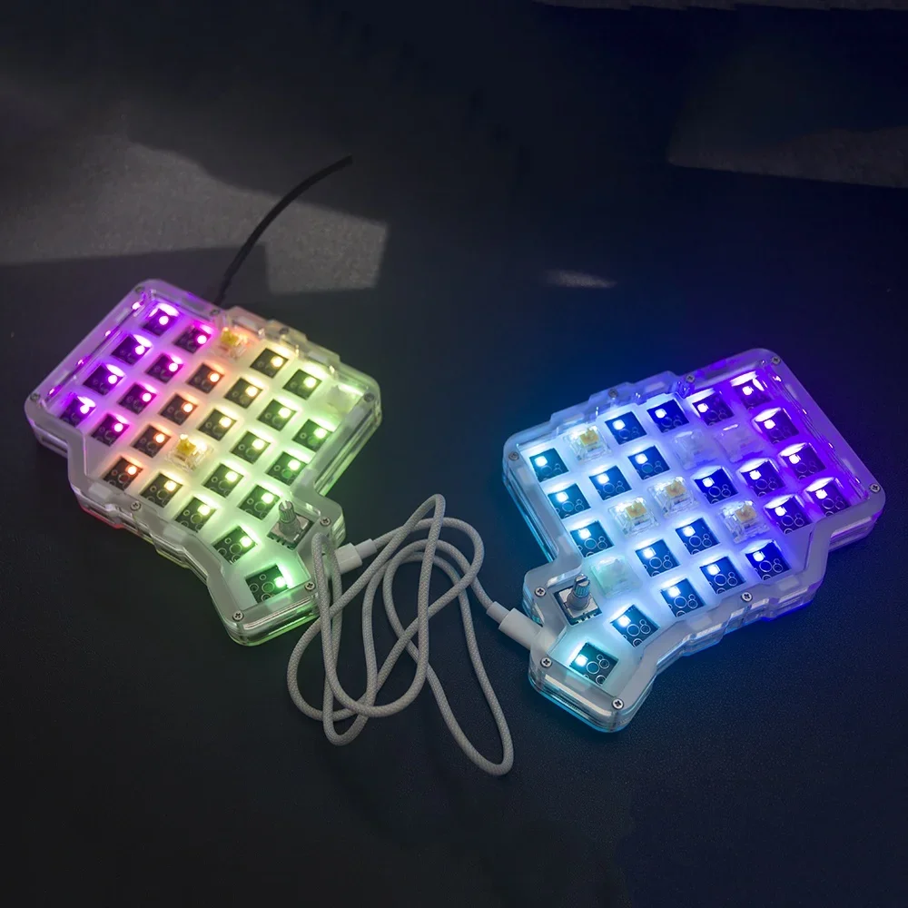 Kit de teclado mecánico dividido, 58 teclas, intercambio en caliente, PC con perilla, placa de posicionamiento personalizada, soporte de junta, VIAL, accesorios para jugadores de PC - imagen 2