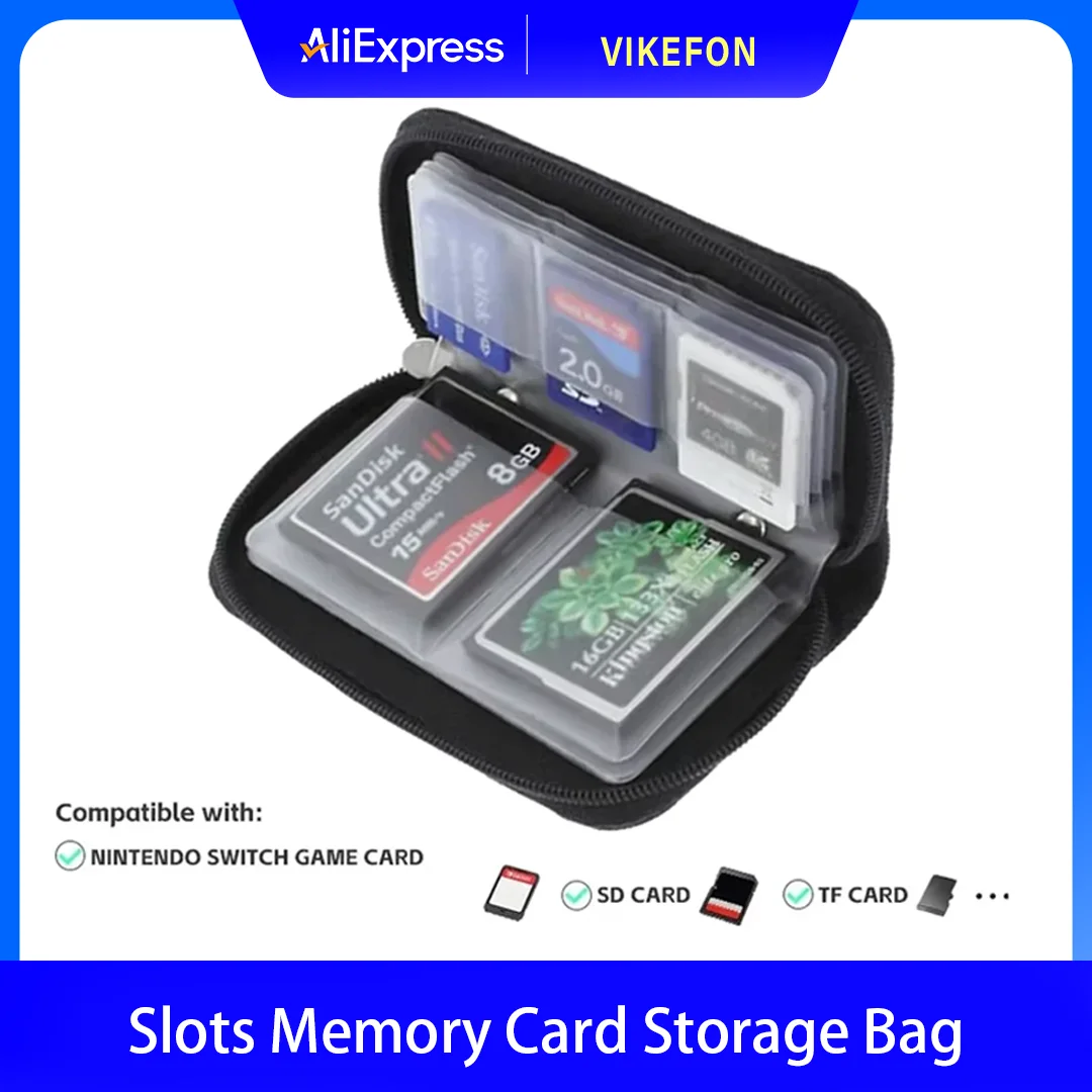 Bolsa de almacenamiento para tarjetas de memoria, estuche de transporte, billetera con 22 ranuras para SD/CF/Micro SD/SDHC/MS/DS, accesorios para juegos, caja para tarjetas de memoria